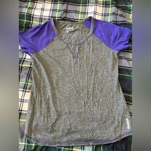 Reebok Women's Gray and Purple Workout Top